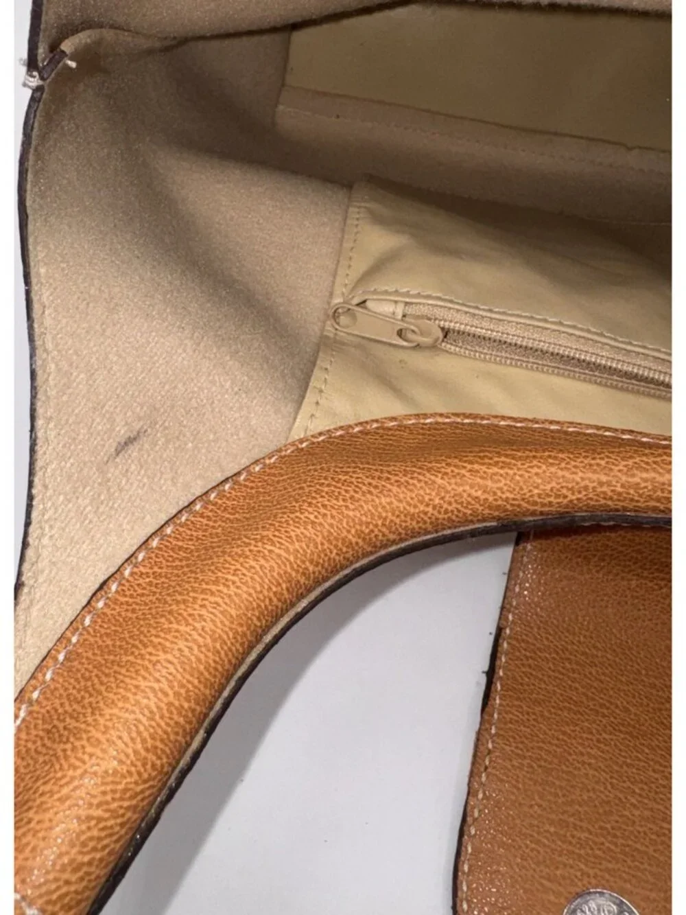 Vintage Minicci Faux Leather Double Strap Hobo Shoulder Handbag Bag Camel